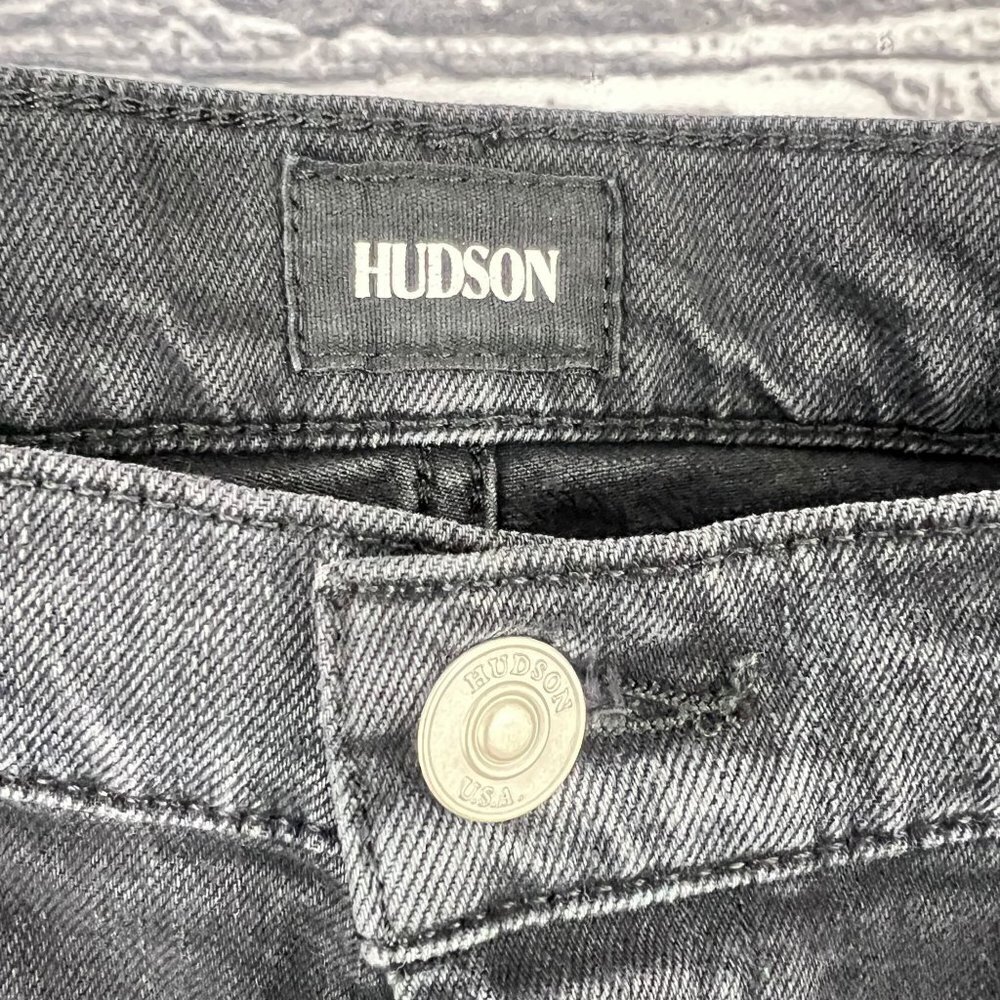 Hudson Riley Crop Jeans Womens 29 Black Relaxed Straight Stars Button Fly - Picture 8 of 11